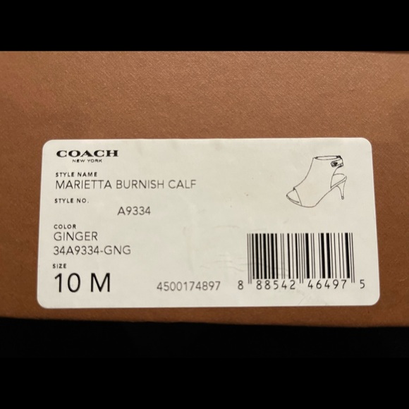 COACH VINTAGE Marietta Burnish Calf leather ginger peep toe kitten heels s10 NIB - Picture 2 of 11